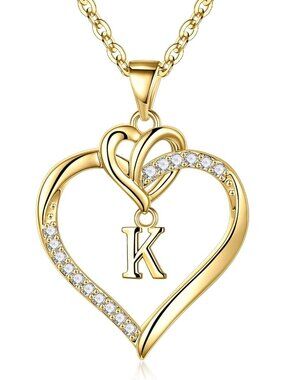 Heart Initial Necklace for Women & Girls - A-Z Personalized Jewelry Gift